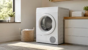 Modern tumble dryer in a bright utility room