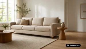 Modern sofa in a bright living room